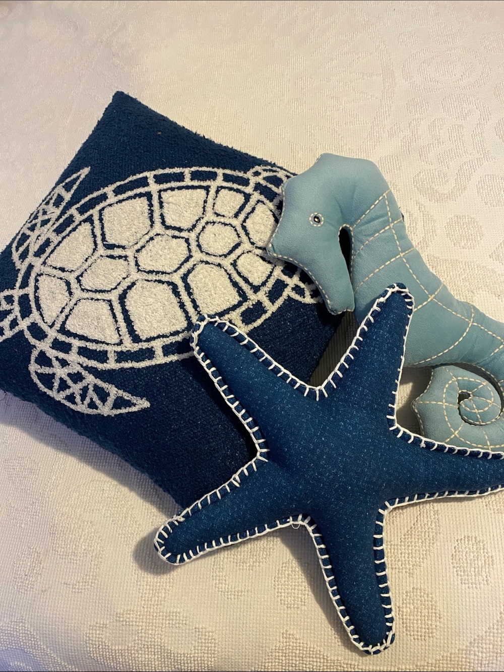 Coastal Decorative Pillow and Plush Sea Creature Set - Blue